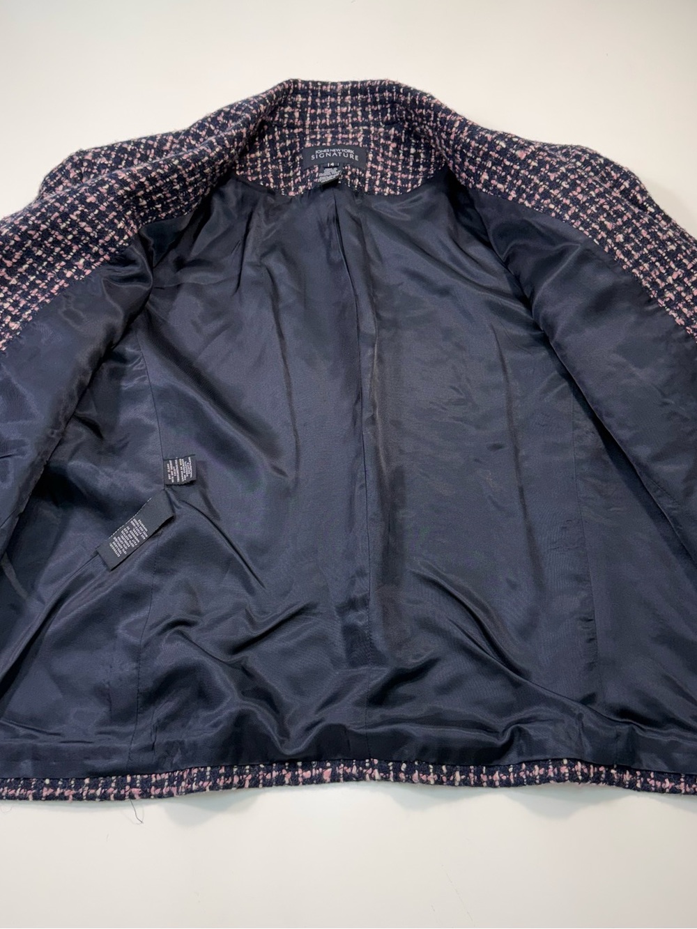 Jones New York Cotton Wool Blend Black Purple & White Tweed-Style Blazer - Picture 5 of 8